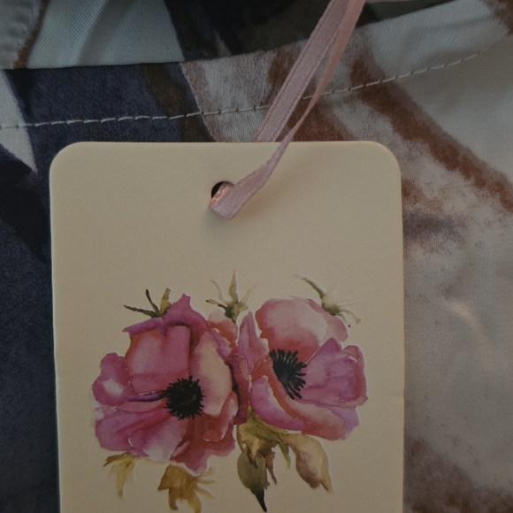 Entro Floral Bohemian Cottagecore Feminine Blouse Cream Brown Black New Small - Picture 3 of 5